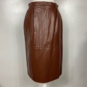 Liz Claiborne Rich Brown Leather Pencil Skirt